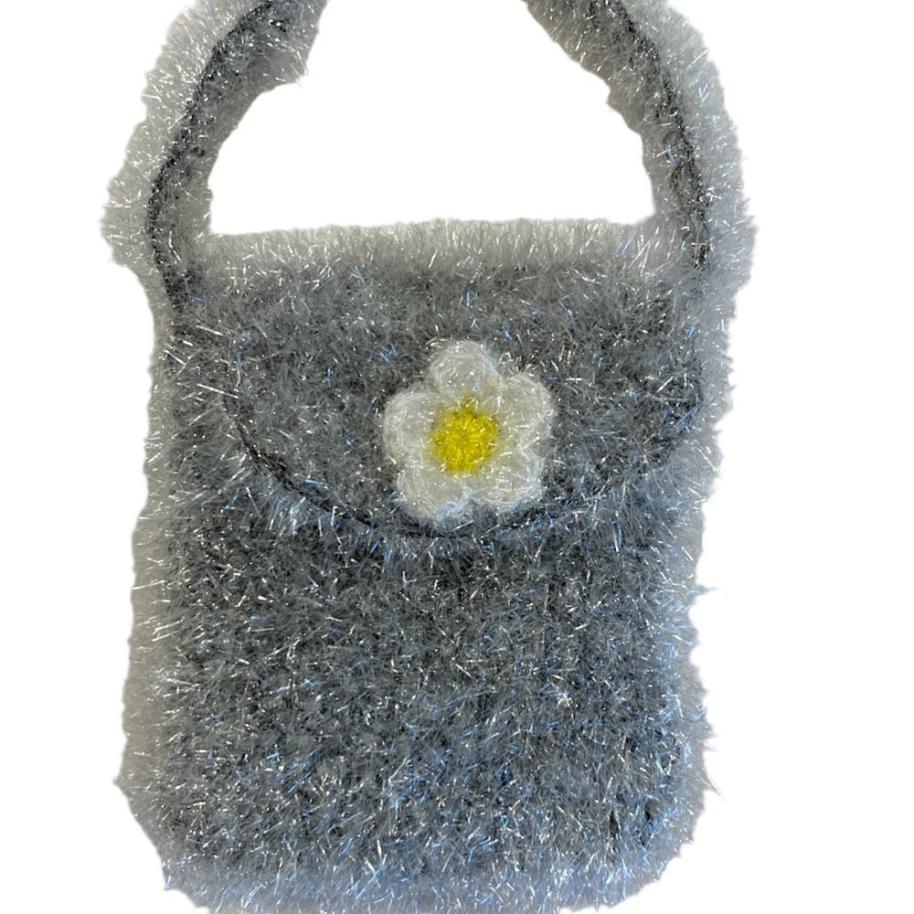 Sparkle & Shag Mini Glittery Silver Crossbody Bag - NWOT - Unique